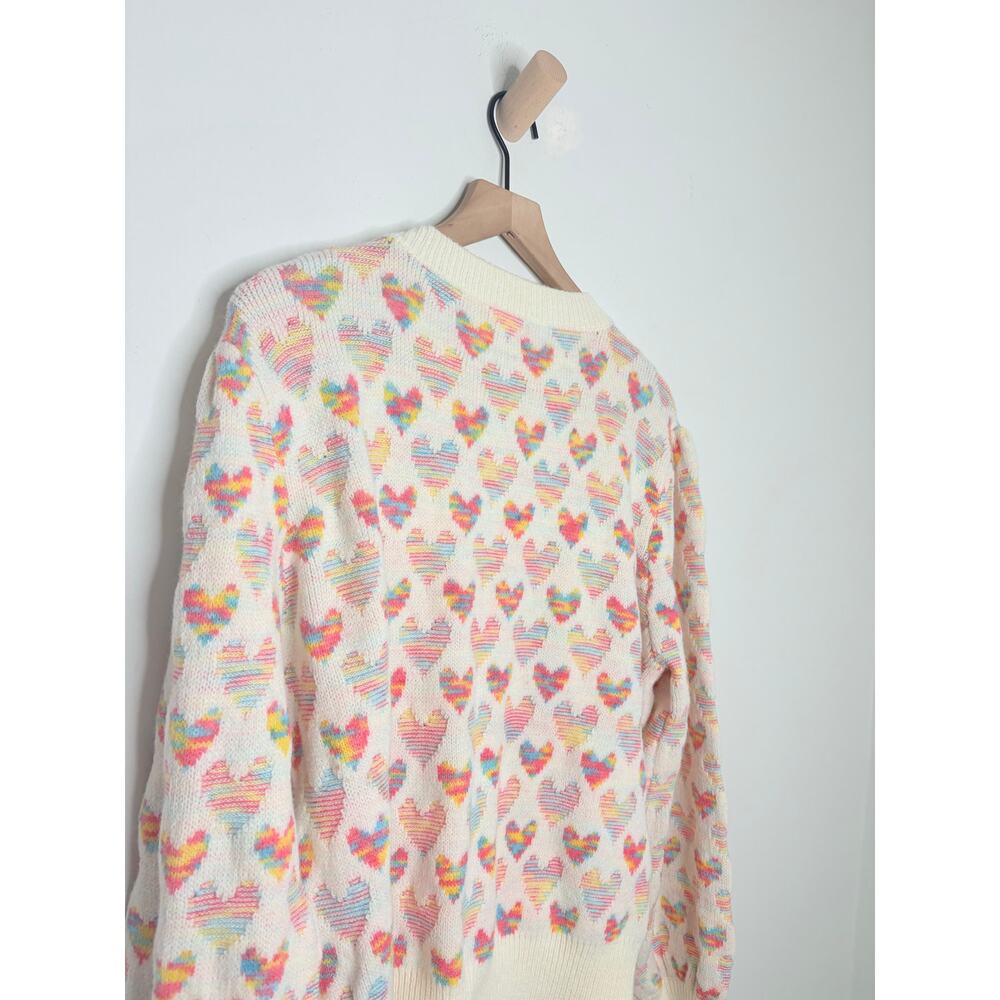 POL Heart Cardigan Sweater Large Button Detail Twee Barbiecore - Picture 9 of 11